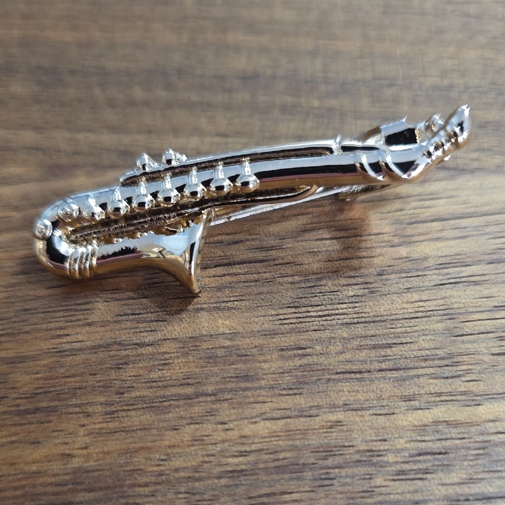 Gold and Silver Saxophone Tie Clip